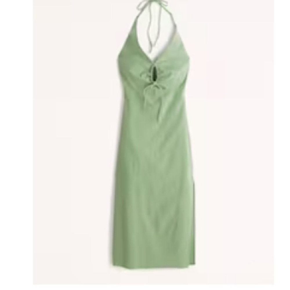 Abercrombie and Fitch green keyhole halter neck midi dress